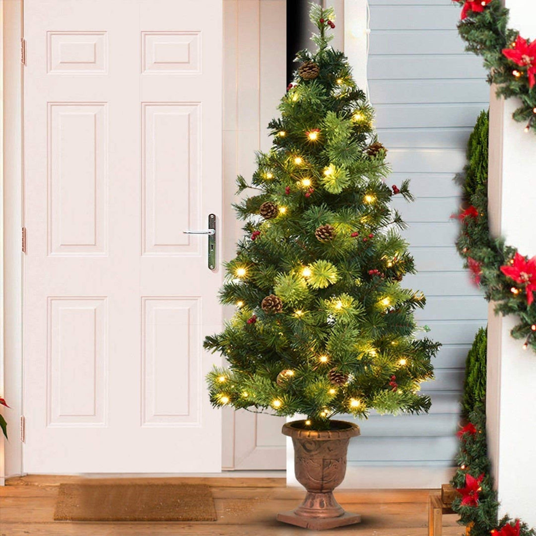 LED Christmas Tree with Red Berries Pine Cones