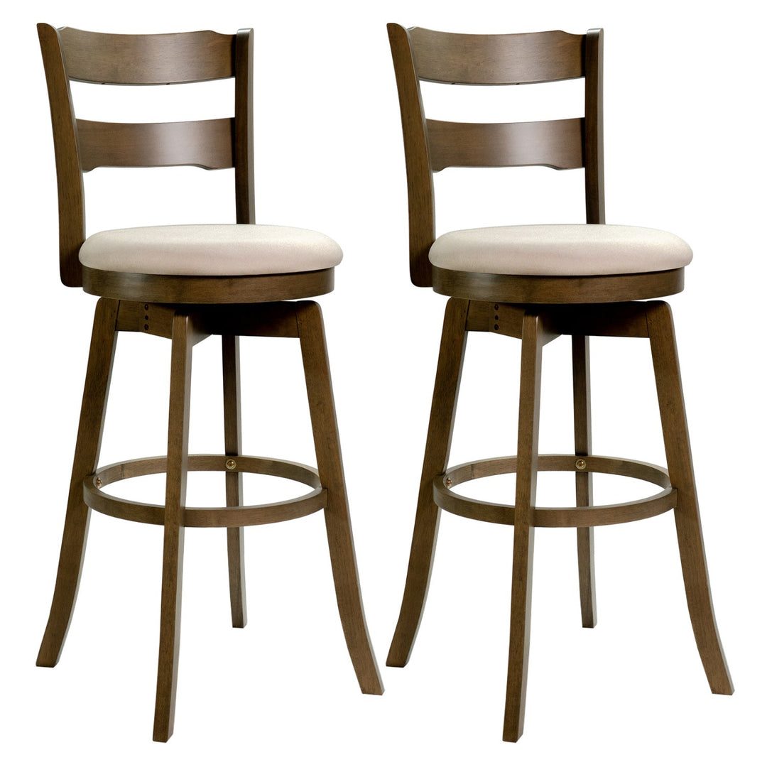 30.5 Inch Swivel Barstools with Backrest & Upholstered Seat