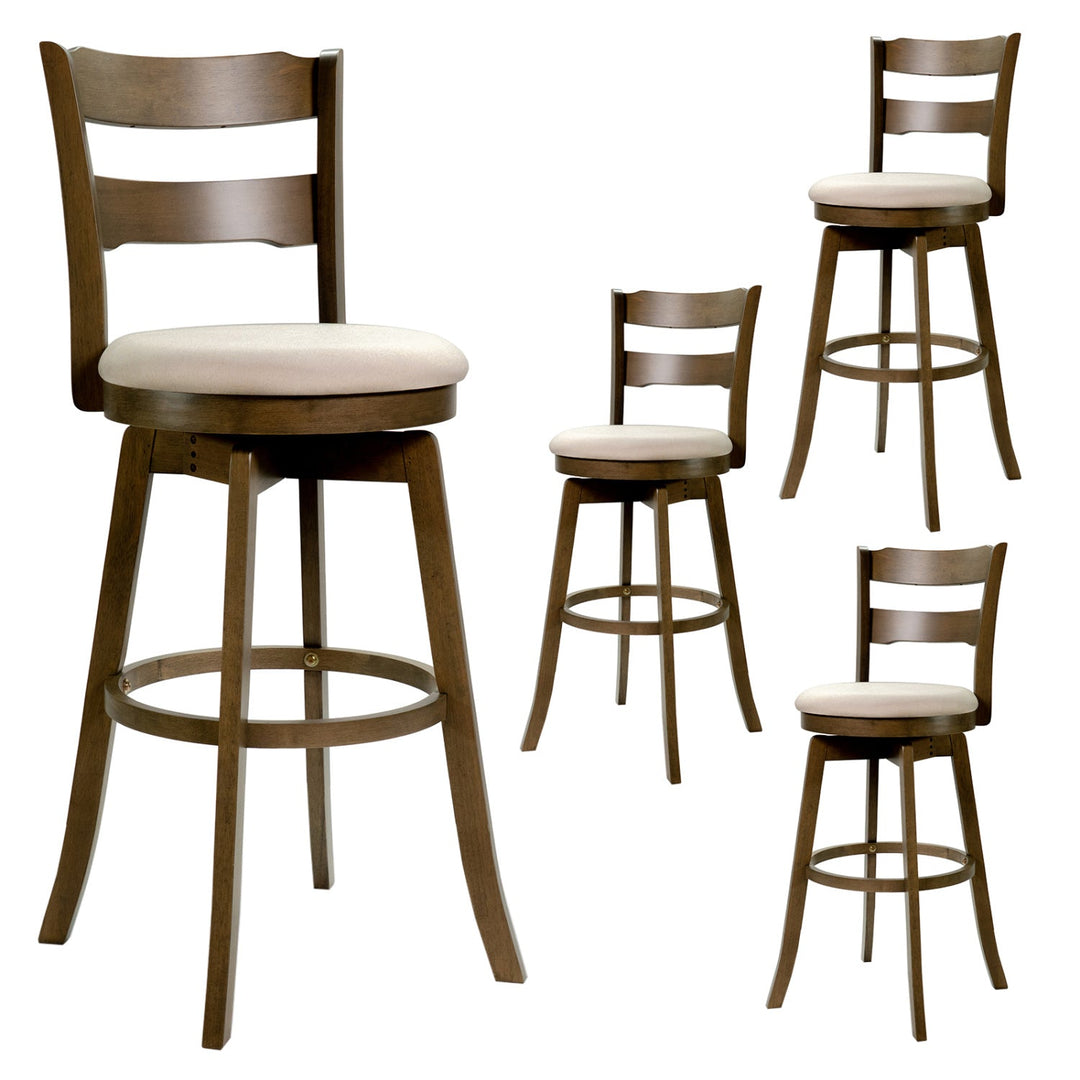 30.5 Inch Swivel Barstools with Backrest & Upholstered Seat