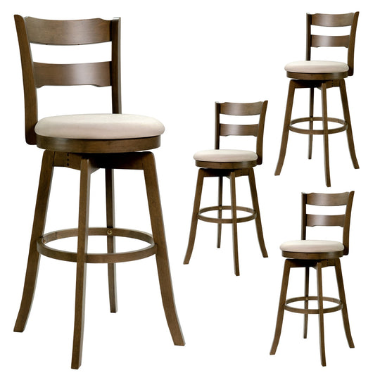 30.5 Inch Swivel Barstools with Backrest & Upholstered Seat