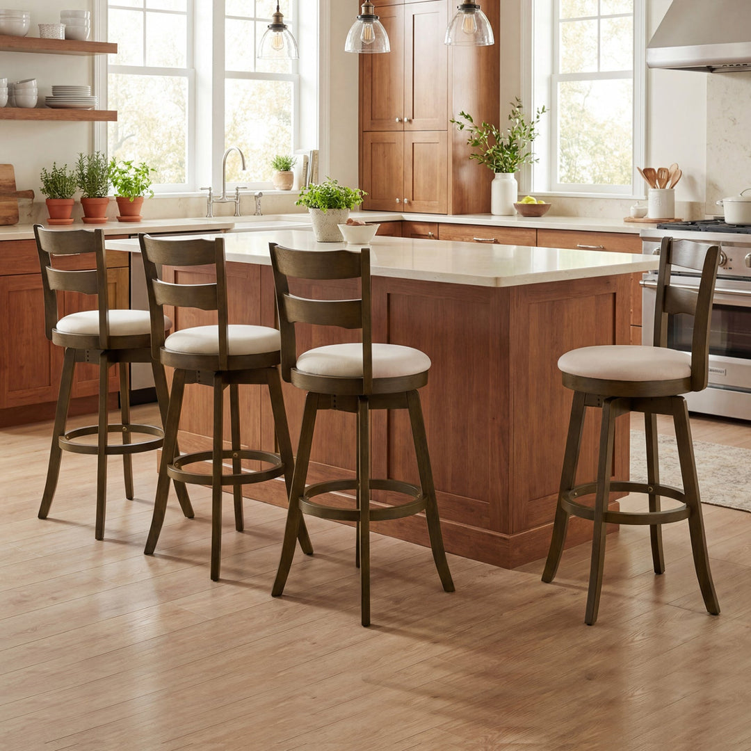 30.5 Inch Swivel Barstools with Backrest & Upholstered Seat