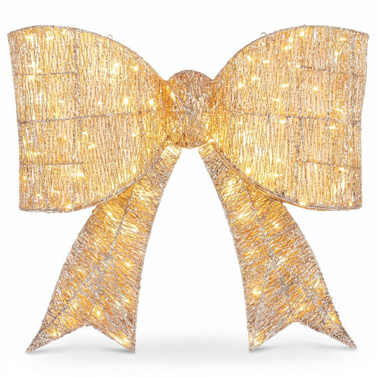 30" Christmas Lighted Bow Decoration with 120 PreLit Warm White LED Lights