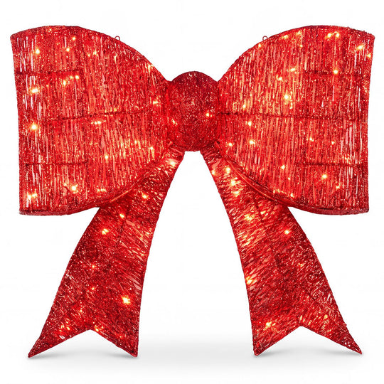 30" Christmas Lighted Bow Decoration with 120 PreLit Warm White LED Lights