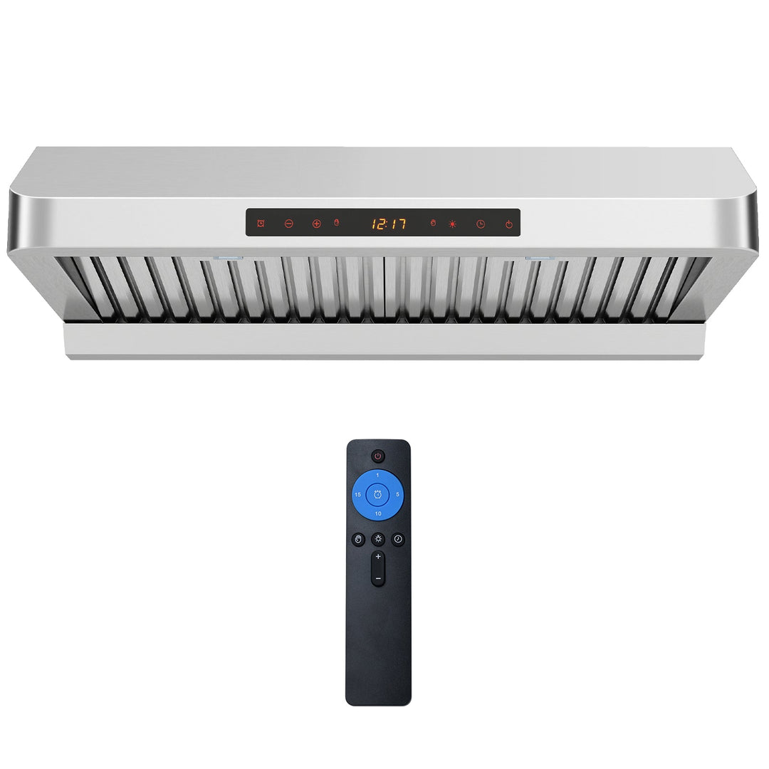 30 Inch Under Cabinet Range Hood with Oil Collector 900 CFM Stainless Steel Kitchen Vent-Silver