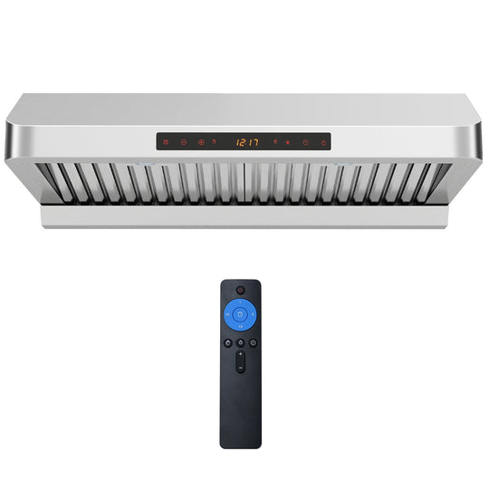 30 Inch Under Cabinet Range Hood with Oil Collector 900 CFM Stainless Steel Kitchen Vent-Silver