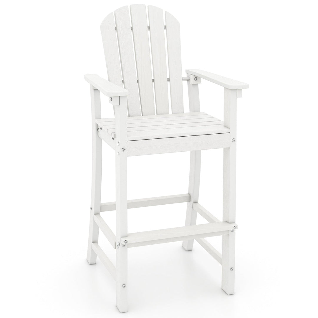 30 Inches Counter Height Outdoor HDPE Bar Stool with Armrests and Footrest