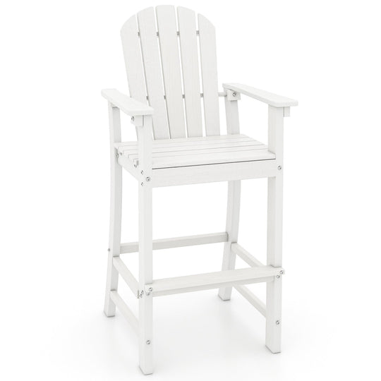 30 Inches Counter Height Outdoor HDPE Bar Stool with Armrests and Footrest