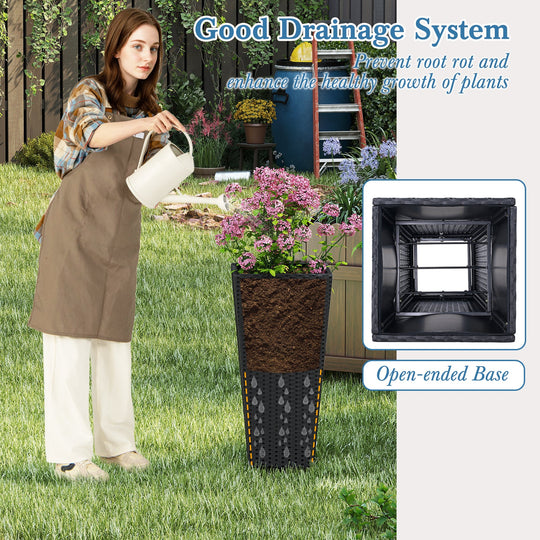 Set of 2 30 Inch Tall Flower Pot with Open-ended Base