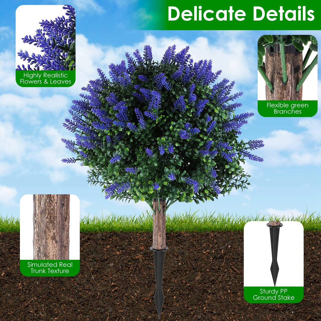 2PCS Artificial Topiary Trees with Ground Spikes, UV Resistant