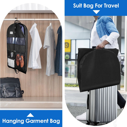5 Packs Garment Bags Breathable Suit Bag Washable Clothes Cover Protector with Handles for Suits Coat Shirts T-shirts Jackets Dress for Adults Childre