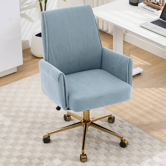Mid-Back Velvet Office Chair with Memory Foam Cushion
