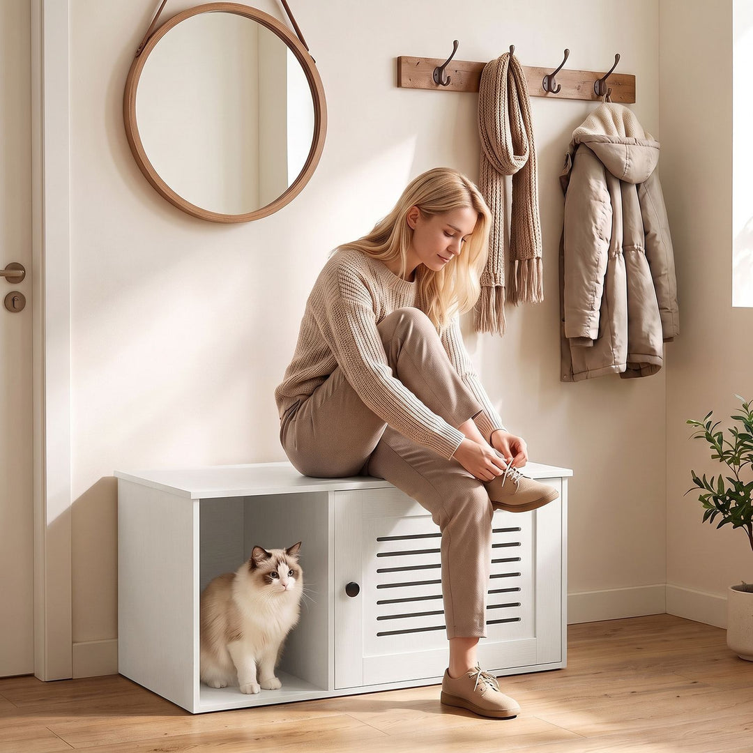 31.5" Cat Litter Box Enclosure with Side Entrance for Indoor Cats