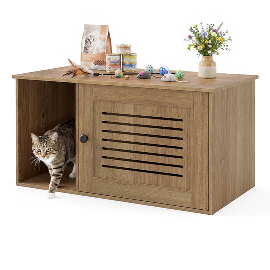 31.5" Cat Litter Box Enclosure with Side Entrance for Indoor Cats