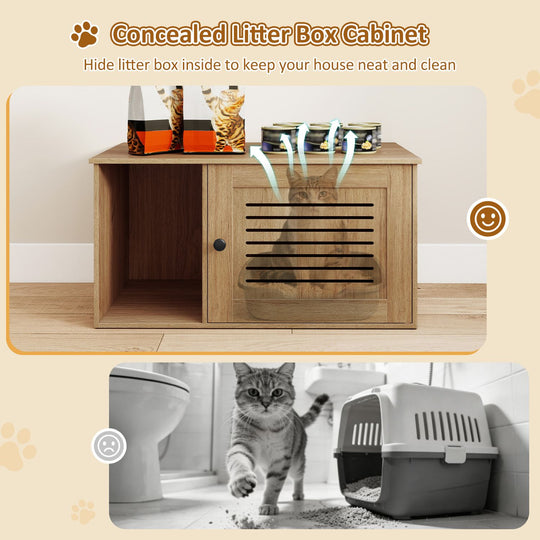 31.5" Cat Litter Box Enclosure with Side Entrance for Indoor Cats