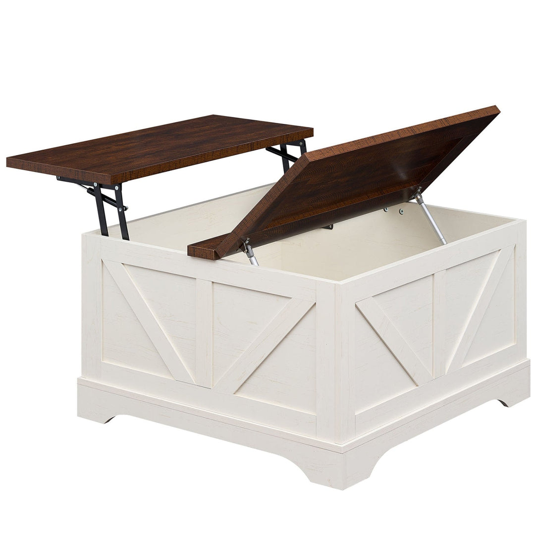 31.5 Inch Square Coffee Table with Lifting Tabletop and Hidden Compartment