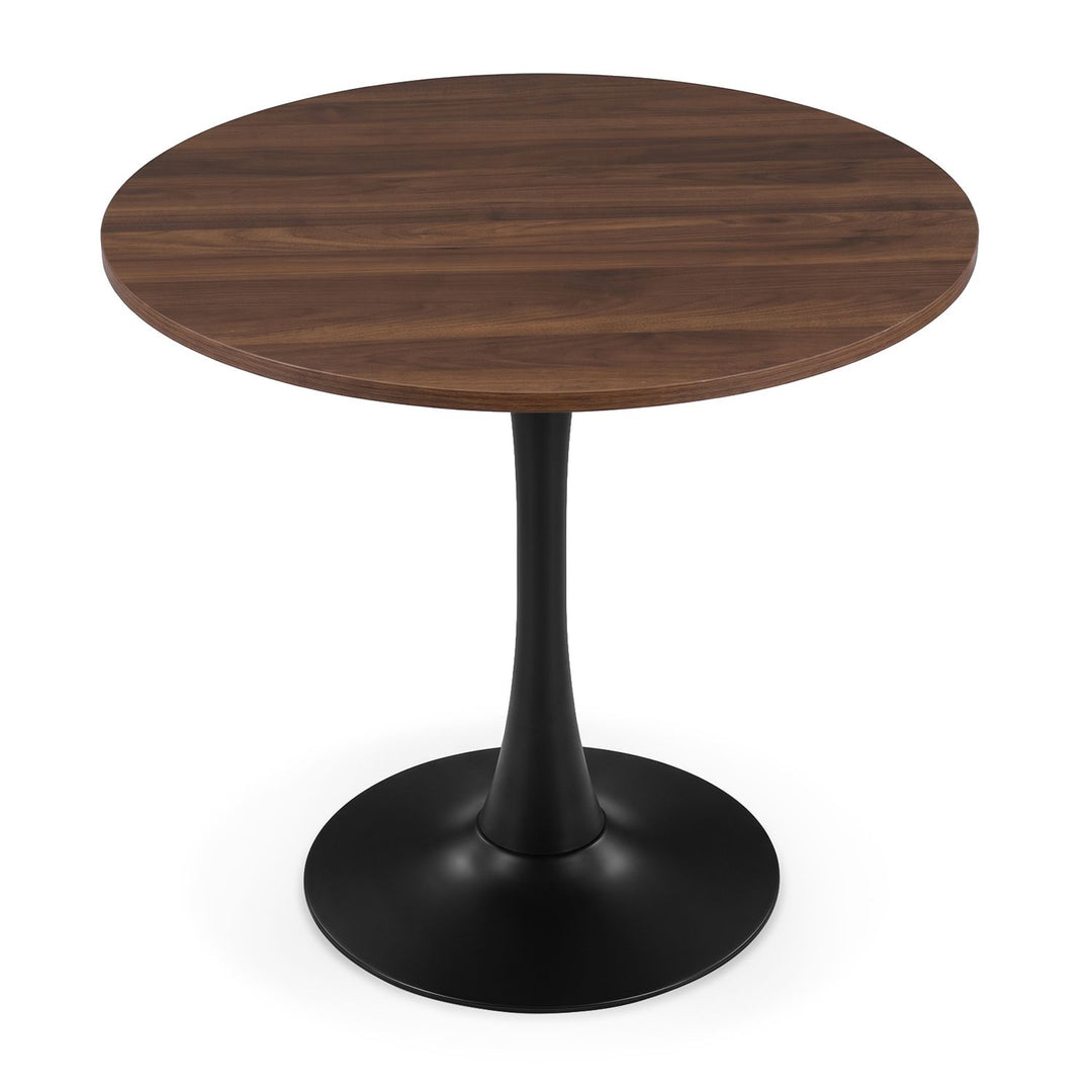 31.5-Inch Tulip Table for 2-4 with Thickened Table and Metal Pedestal for Small Spaces-Walnut