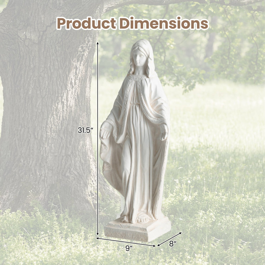 31.5 Inch Virgin Mary Statue with Aged Finish for Yard Patio