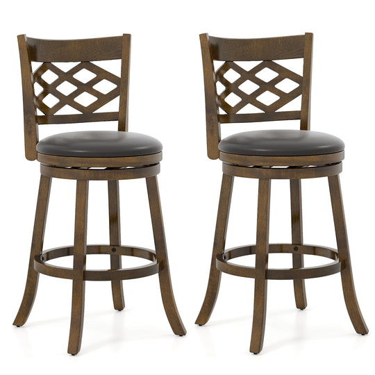 26 Inch Counter Height Bar Stools Set of 2 with Rubber Wood Frame