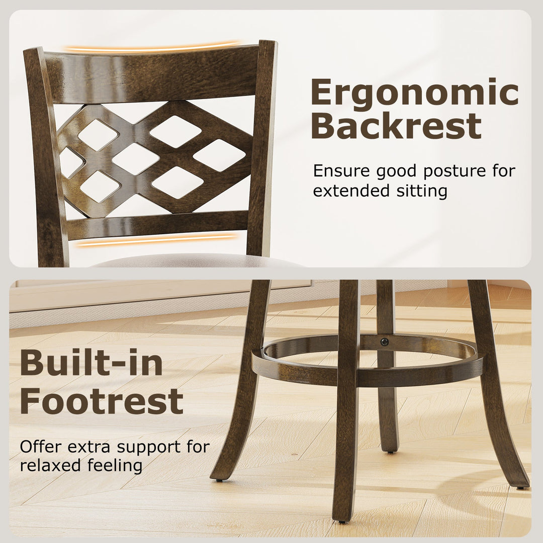26 Inch Counter Height Bar Stools Set of 2 with Rubber Wood Frame