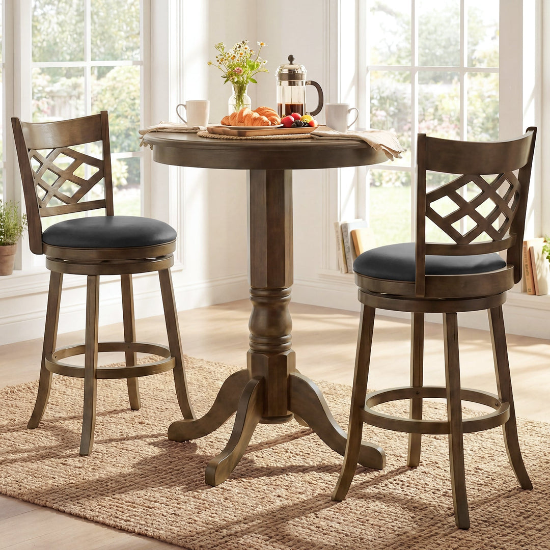 26 Inch Counter Height Bar Stools Set of 2 with Rubber Wood Frame