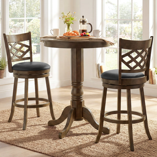 26 Inch Counter Height Bar Stools Set of 2 with Rubber Wood Frame