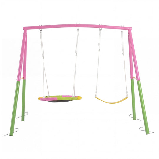 Outdoor Swing Set with Saucer & Belt Swings - 330lbs Capacity