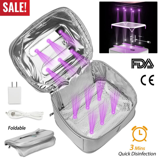 Foldable UV Disinfection Bag 20L/5.28Gal Portable LED UV Sanitizer Box USB-Powered Travel UV-C Cleaner Bag for Baby Bottles Toys Underwear Toothbrush