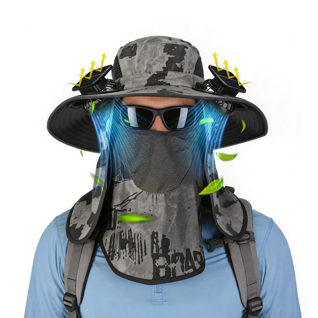 Solar Fan Hat with UPF50+ Sun Protection & Neck Flap