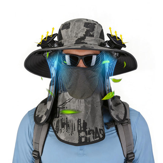 Solar Fan Hat with UPF50+ Sun Protection & Neck Flap