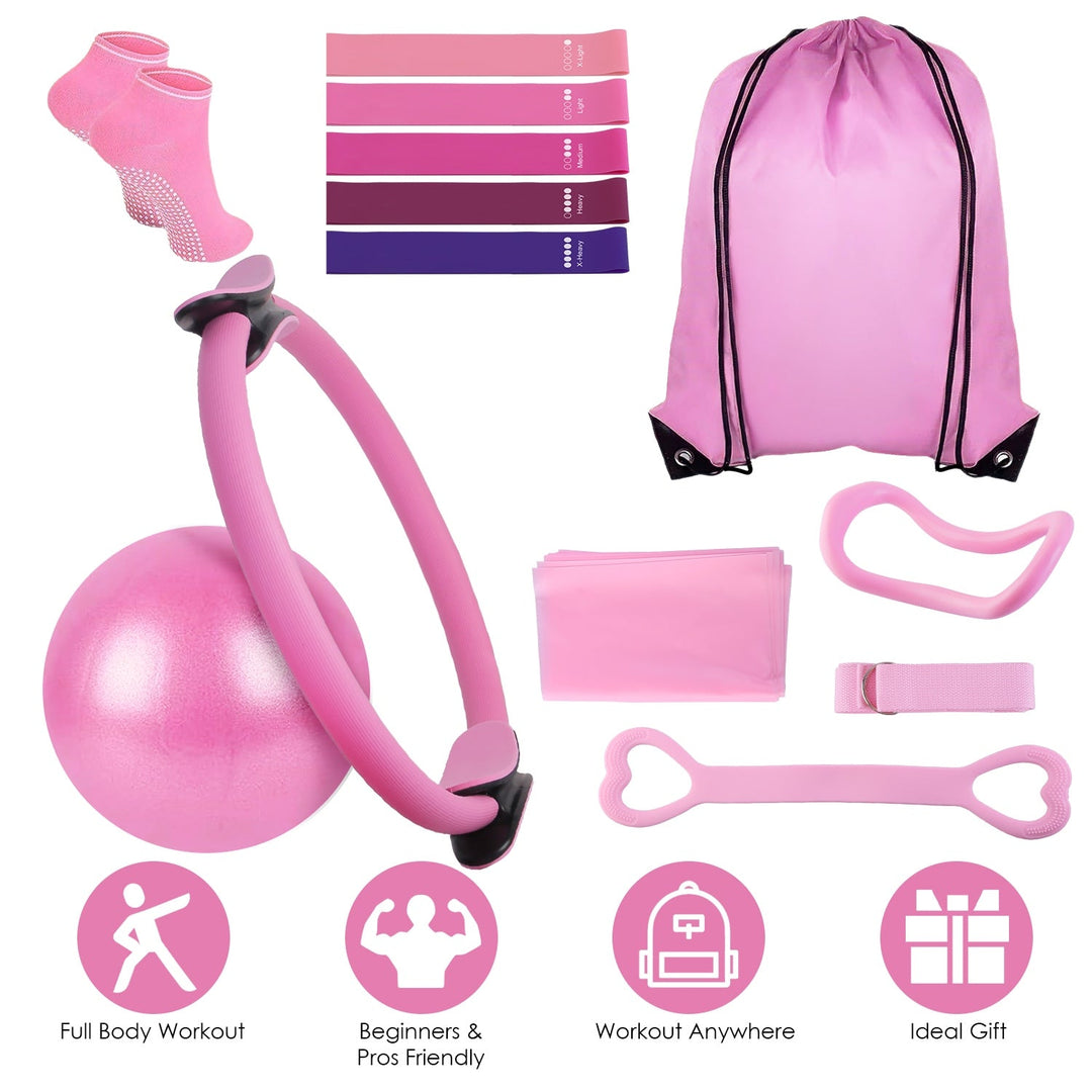 Pilates Ring Essentials Kit - 14-Piece Home Workout Set