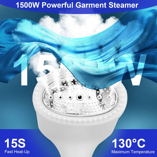 1500W Garment Steamer Portable Handheld Fabric Steamer with Lint Brush Removable 350ML Water Tank Wet Dry Ironing for Home Travel Office