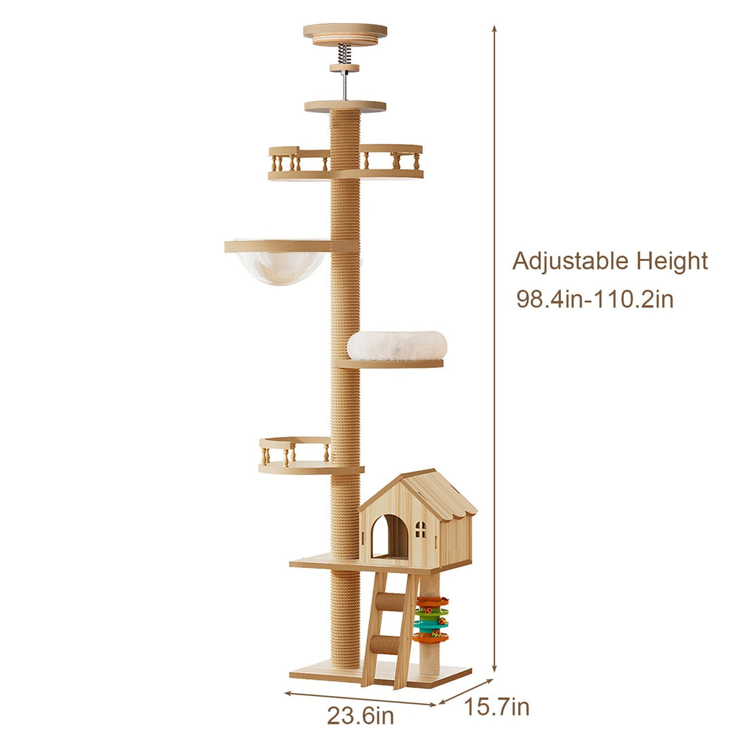 Floor-to-Ceiling Cat Tree with Adjustable Height & Sisal Post