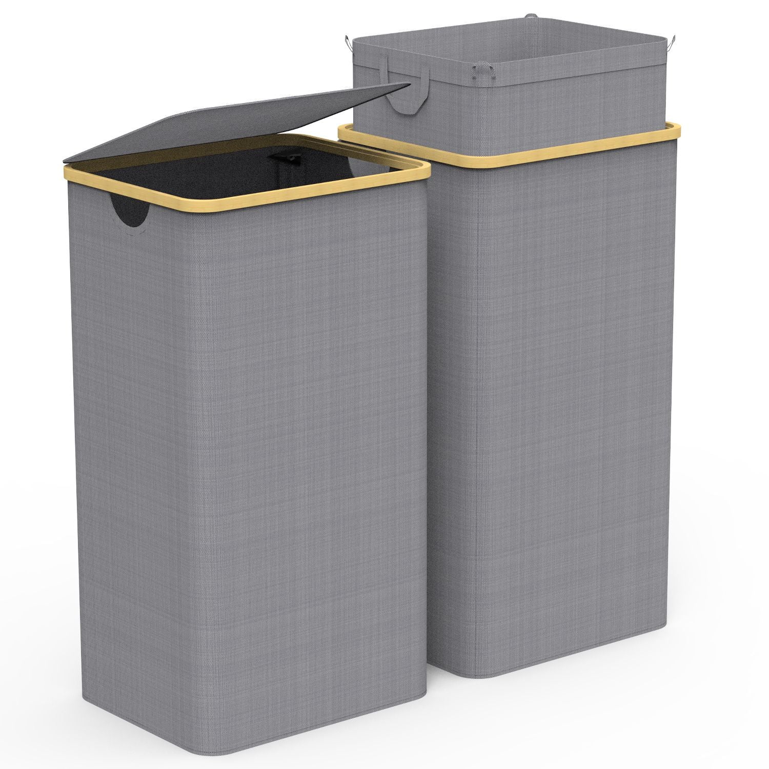 2Pcs Collapsible Laundry Hamper with Lid Handle 100L/26.4Gal Capacity ...