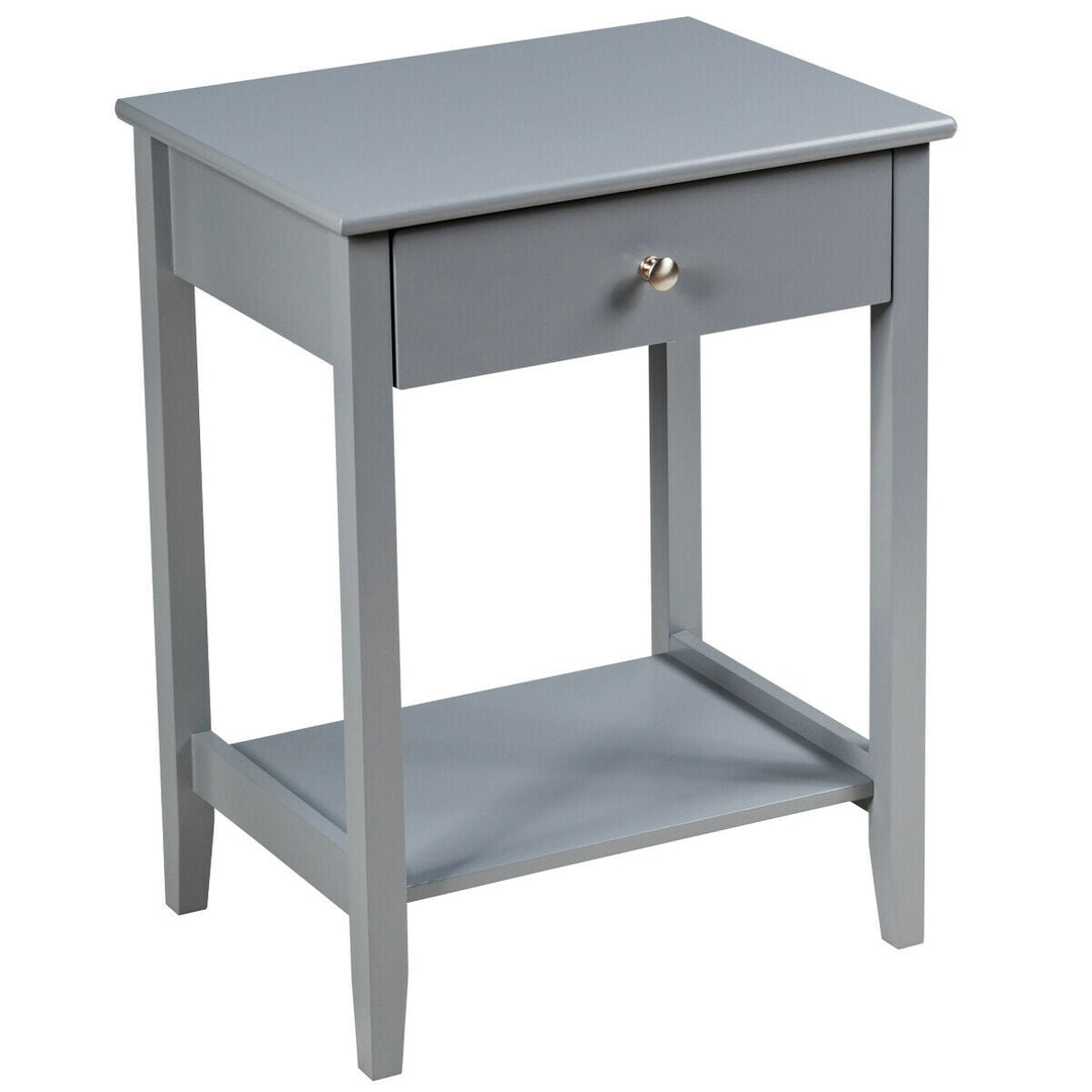 Wooden Nightstand End Table Storage Display