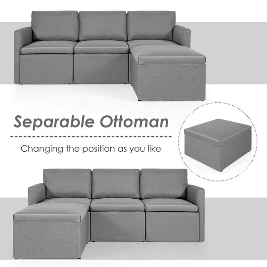 Convertible L-Shaped Sectional Sofa Couch with Reversible Chaise