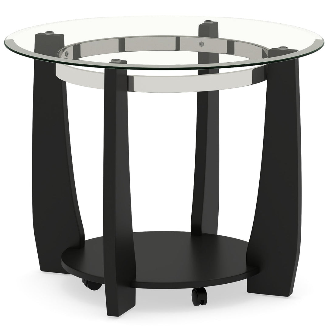32" 2-Tier Glass Round Coffee Table with Storage Shelf