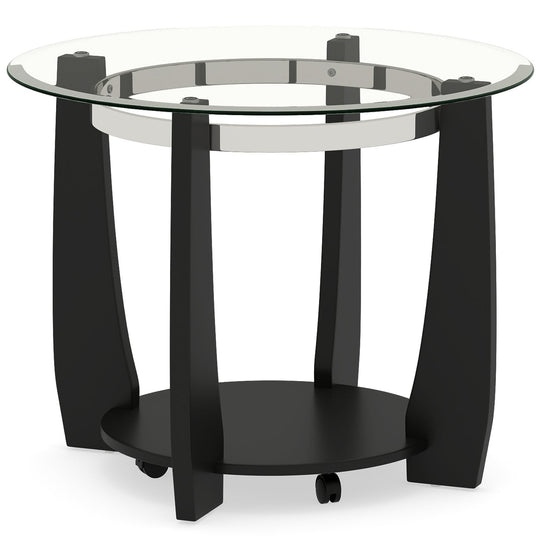 32" 2-Tier Glass Round Coffee Table with Storage Shelf