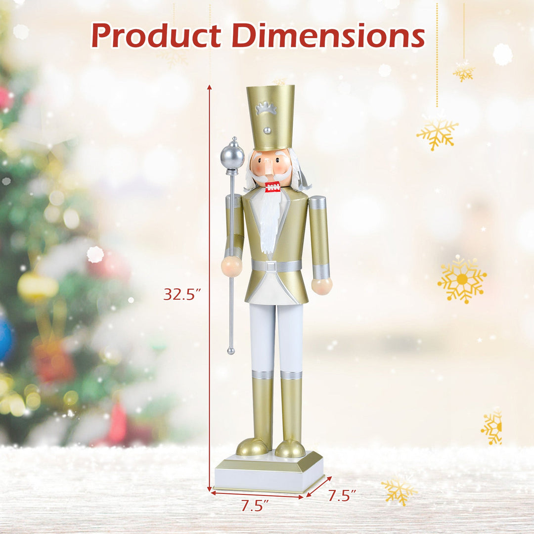 32.5 Inch Christmas Nutcracker with High Hat and Beautiful Scepter