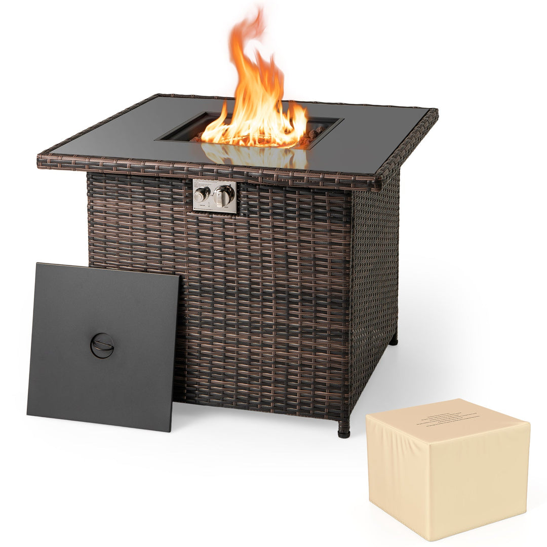 32.5 Inch Propane Fire Pit Table 5000 BTU with Tempered Glass Tabletop