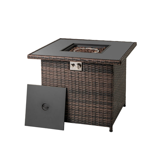 32.5 Inch Propane Fire Pit Table 5000 BTU with Tempered Glass Tabletop