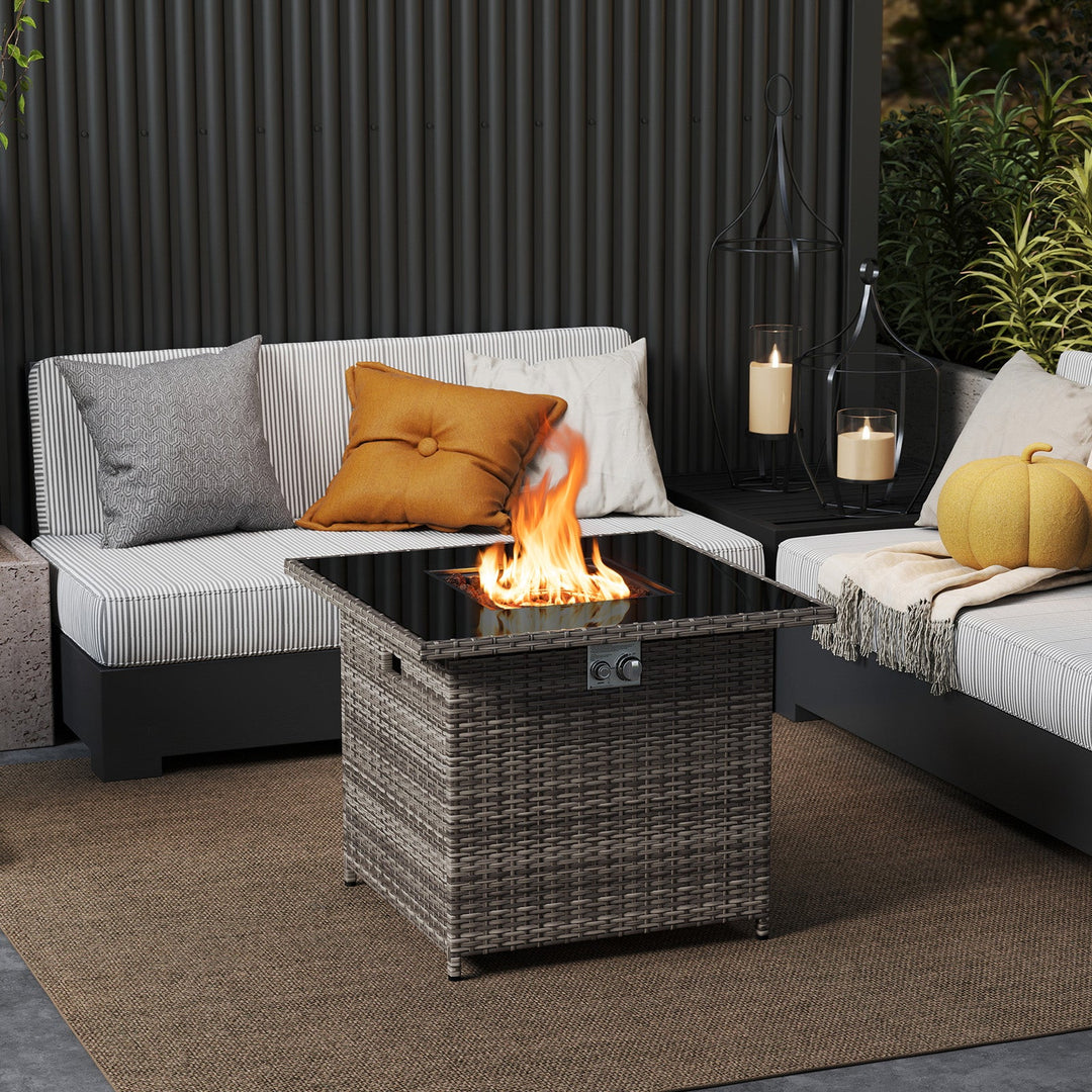 32.5 Inch Propane Fire Pit Table 5000 BTU with Tempered Glass Tabletop