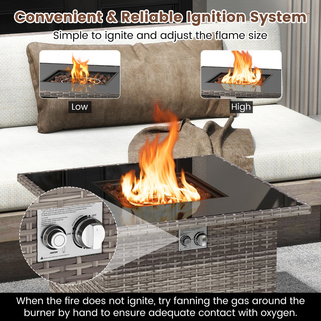 32.5 Inch Propane Fire Pit Table 5000 BTU with Tempered Glass Tabletop