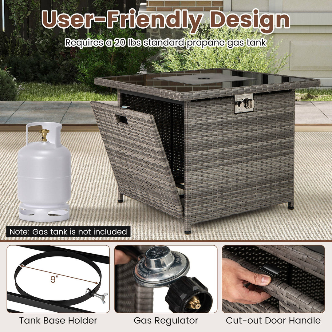 32.5 Inch Propane Fire Pit Table 5000 BTU with Tempered Glass Tabletop