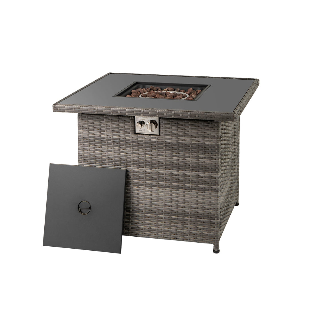 32.5 Inch Propane Fire Pit Table 5000 BTU with Tempered Glass Tabletop