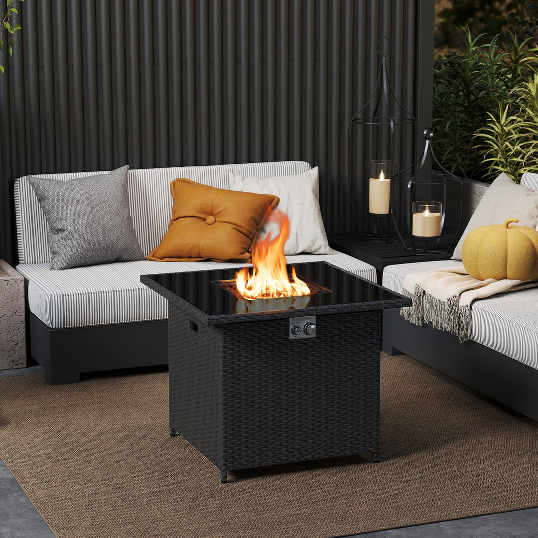32.5 Inch Propane Fire Pit Table 5000 BTU with Tempered Glass Tabletop