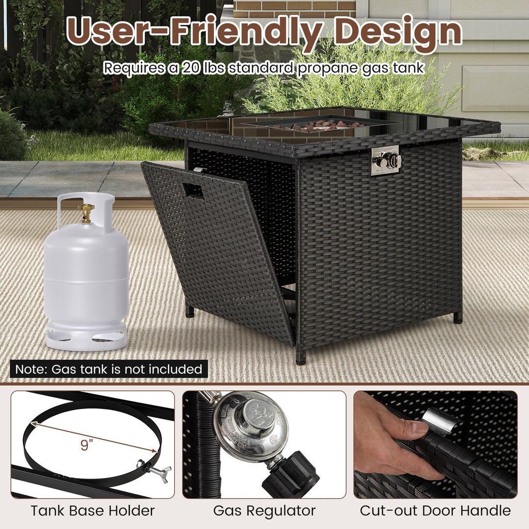 32.5 Inch Propane Fire Pit Table 5000 BTU with Tempered Glass Tabletop