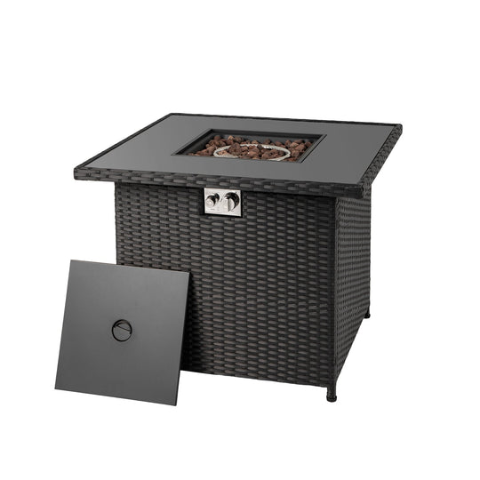 32.5 Inch Propane Fire Pit Table 5000 BTU with Tempered Glass Tabletop