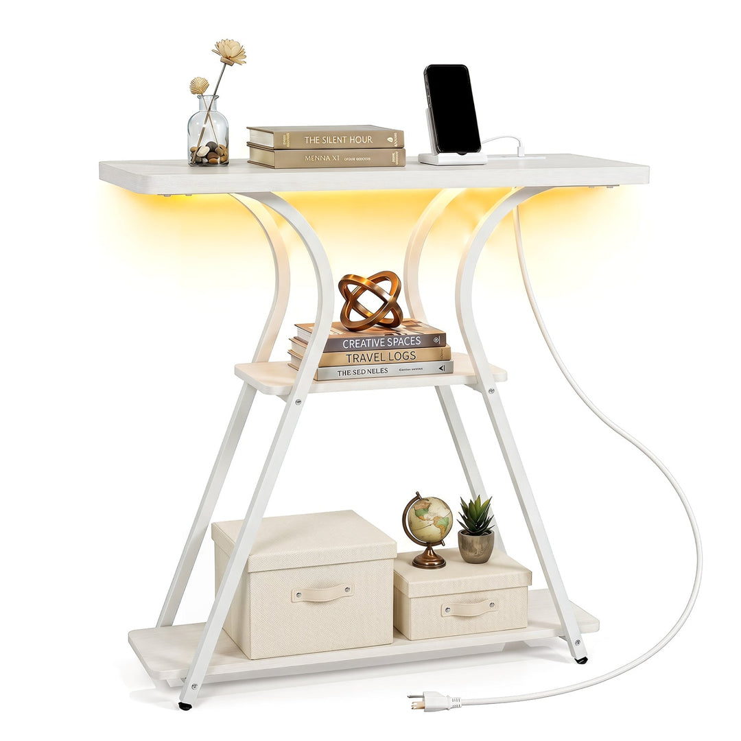 32" Console Table with Power Outlets and RGB LED Lights