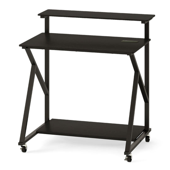 32 Inch Rolling Computer Desk for Small Spaces with Power Outlets