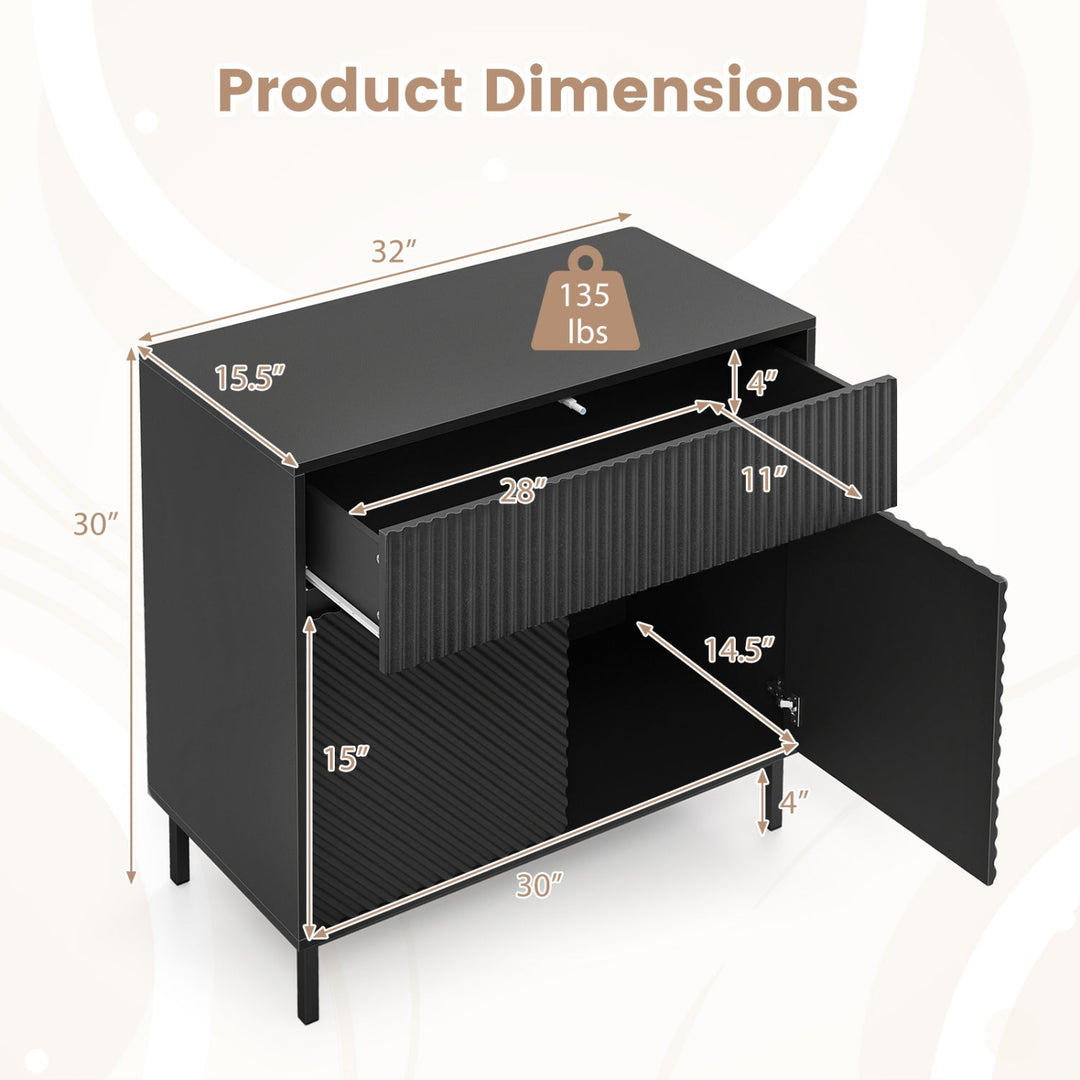 32" Wide Buffet Cabinet with 2 Doors and 1 Drawer for Kitchen